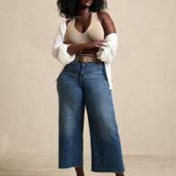 NEW Banana Republic Factory TALL Wide Leg Crop Jeans Size 28 TALL - Picture 3 of 12